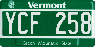 VT license plate YCF258