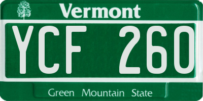 VT license plate YCF260