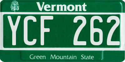 VT license plate YCF262