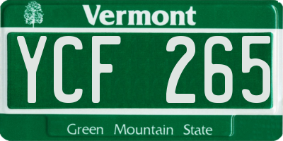 VT license plate YCF265
