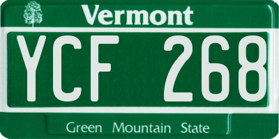 VT license plate YCF268