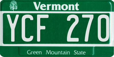 VT license plate YCF270