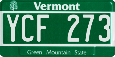 VT license plate YCF273