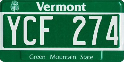 VT license plate YCF274