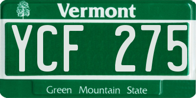 VT license plate YCF275