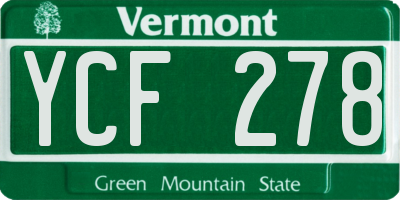 VT license plate YCF278