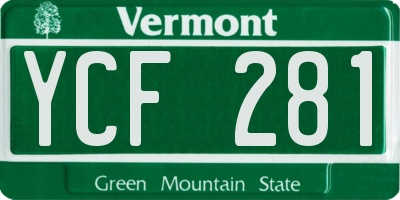 VT license plate YCF281
