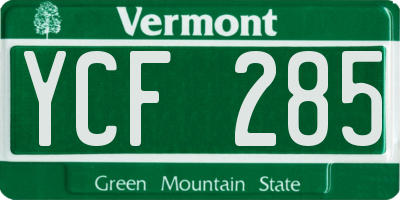 VT license plate YCF285
