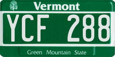 VT license plate YCF288
