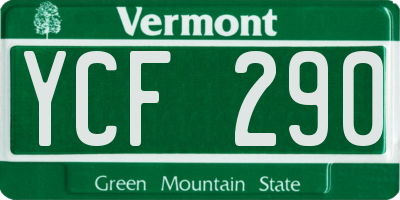 VT license plate YCF290