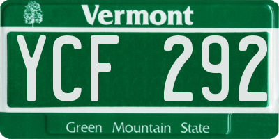 VT license plate YCF292