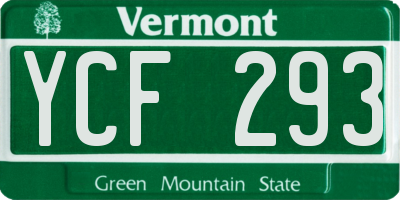 VT license plate YCF293