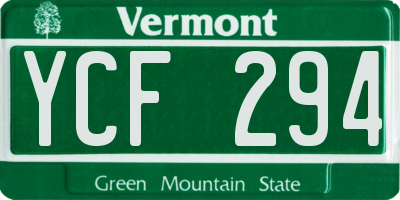 VT license plate YCF294