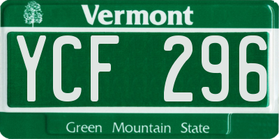 VT license plate YCF296
