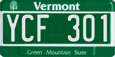 VT license plate YCF301