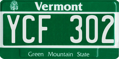VT license plate YCF302