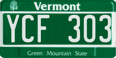 VT license plate YCF303