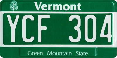 VT license plate YCF304