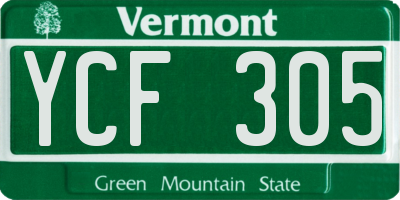 VT license plate YCF305