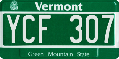 VT license plate YCF307