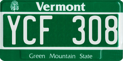 VT license plate YCF308