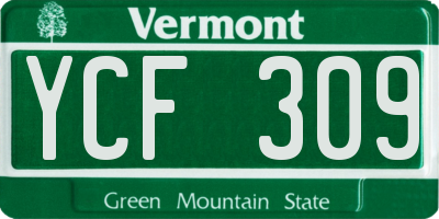 VT license plate YCF309