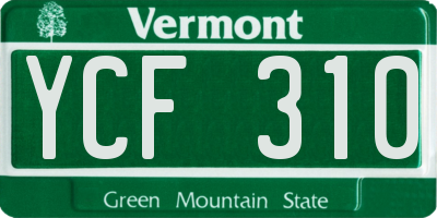 VT license plate YCF310