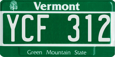 VT license plate YCF312