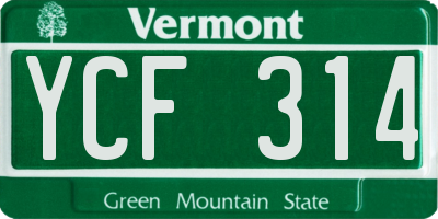 VT license plate YCF314