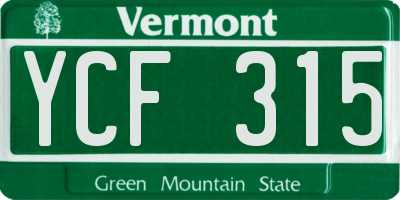 VT license plate YCF315