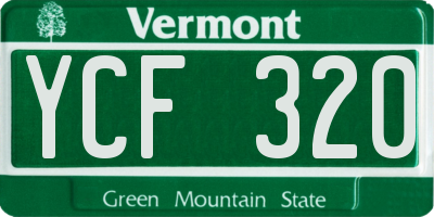 VT license plate YCF320