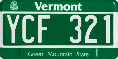 VT license plate YCF321