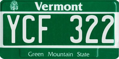 VT license plate YCF322