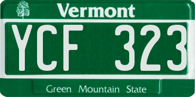 VT license plate YCF323