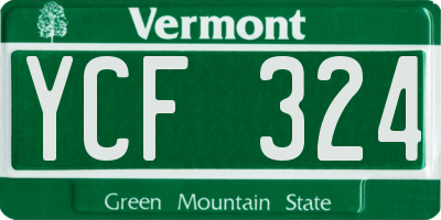VT license plate YCF324
