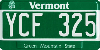 VT license plate YCF325