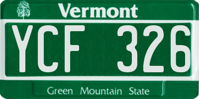 VT license plate YCF326