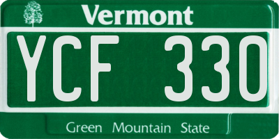 VT license plate YCF330