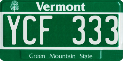 VT license plate YCF333
