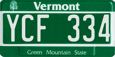 VT license plate YCF334