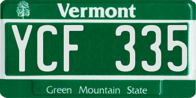 VT license plate YCF335