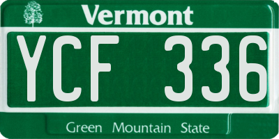 VT license plate YCF336