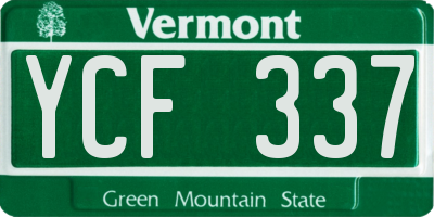 VT license plate YCF337