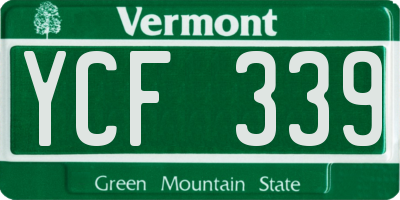 VT license plate YCF339