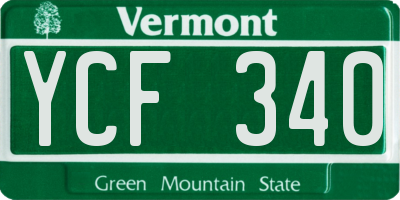 VT license plate YCF340