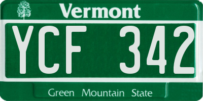 VT license plate YCF342