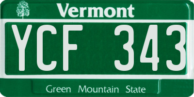 VT license plate YCF343