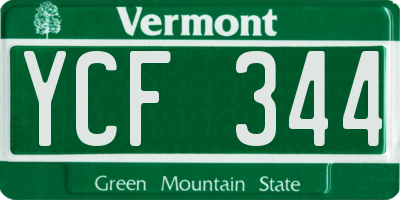 VT license plate YCF344