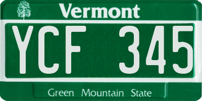 VT license plate YCF345