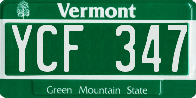 VT license plate YCF347
